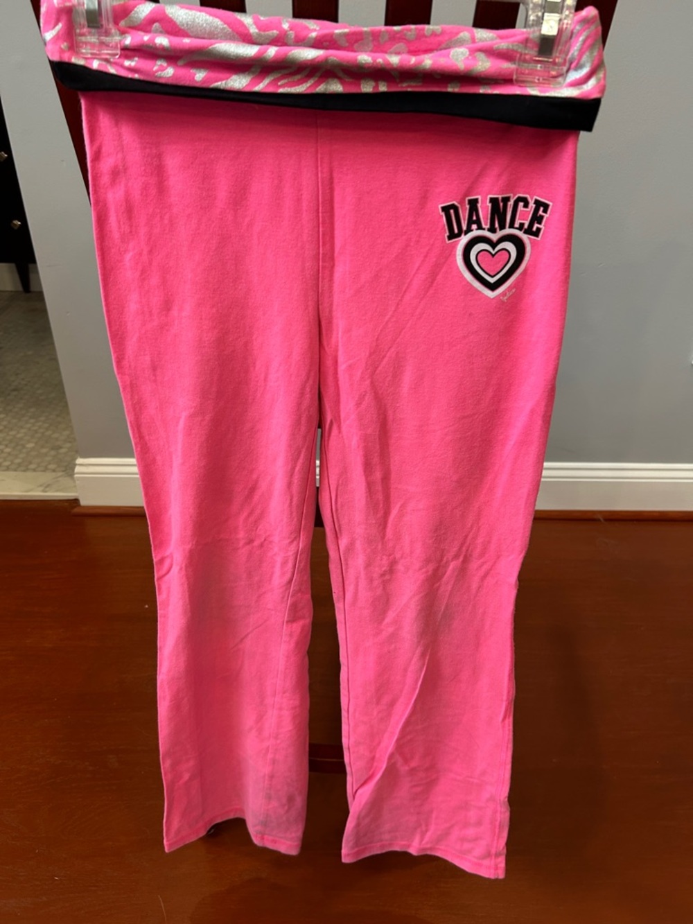 Justice Hot Pink Dance Heart Logo Leggings
